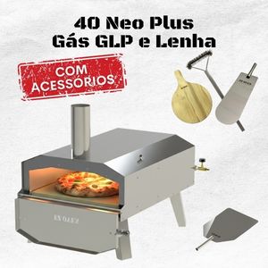 EZ Oven 40 Neo Plus Gás GLP Lenha + Pá de Montagem Inox